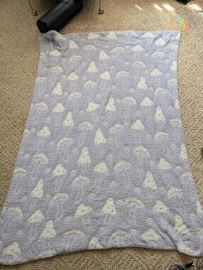 Fuzzy Lilac Purple White Mushroom Blanket Cottagecore Cozy Plush Pastel Boho Vtg